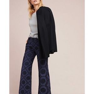 Anthropologie Embroidered Eyelet Wide Leg sz 6